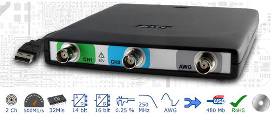 HS5系列USB總線虛擬示波器,是北京迪陽公司最新力做,有高達(dá)500MHz的采樣,12~16位柔性分辯率,多功能組合,產(chǎn)品細(xì)節(jié)做到極致,一機(jī)在手，幾呼能解決所有測量問題。


