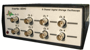8通道示波器,40MHz/s采樣,256K存儲(chǔ)深度,二個(gè)USB口可構(gòu)成16通道示波器.